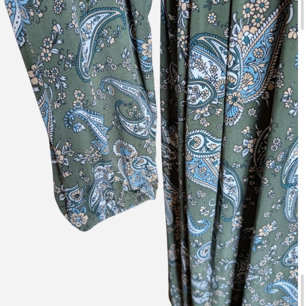 Pre-owned Lane Bryant Green Paisley Long Sleeve Dress Size 22/24 - Picture 4 of 16